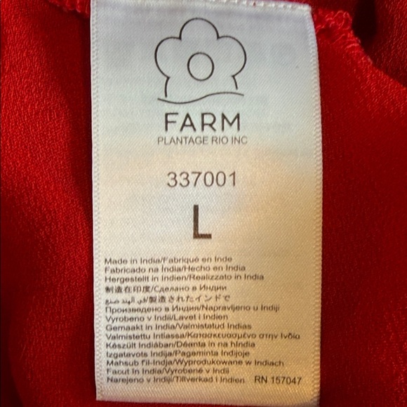 Farm Rio Red Pleated Peplum Shell Peplum Blouse Size L Long Sleeve Night Out EUC - Picture 9 of 13